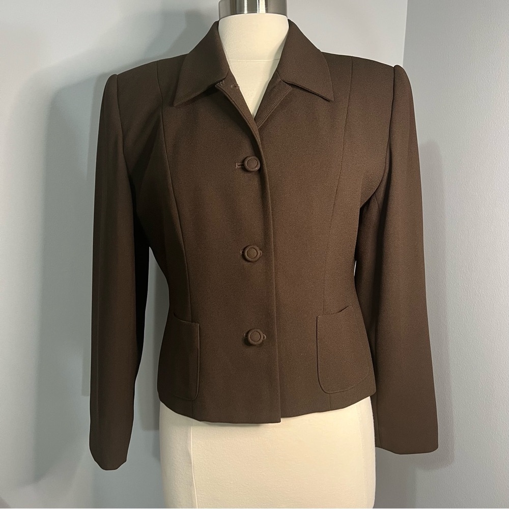 Chemise International Size 10P Brown Short Long Sleeve Vintage Blazer Jacket - Picture 1 of 11